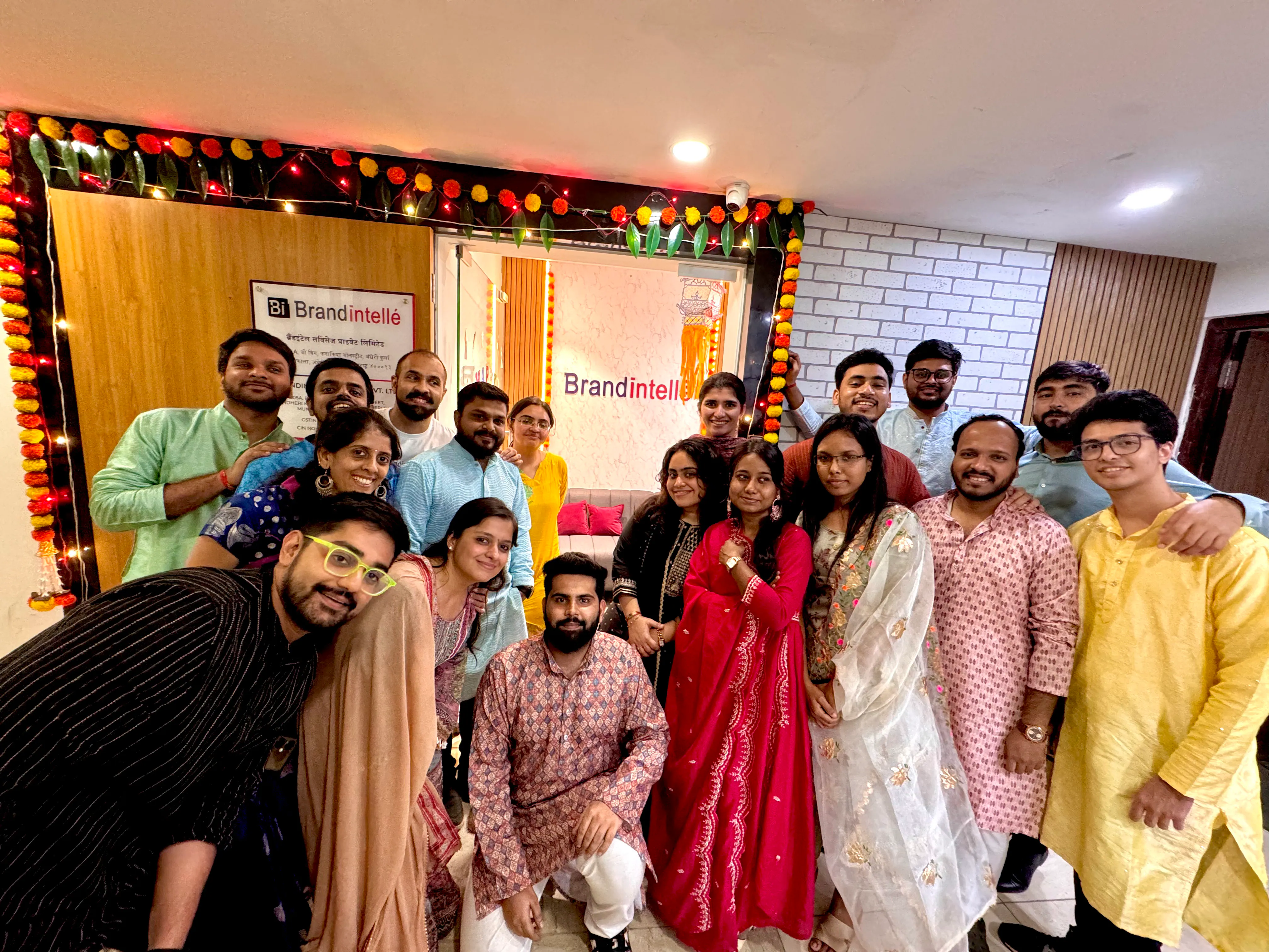 Brandintellé team at the Mumbai office Diwali setup