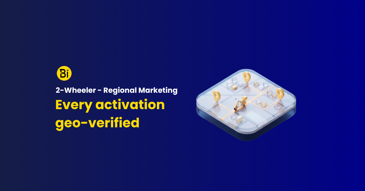 Brandintellé case study graphic: a map with location pins showing geo-verified dealer activations for Hero MotoCorp.