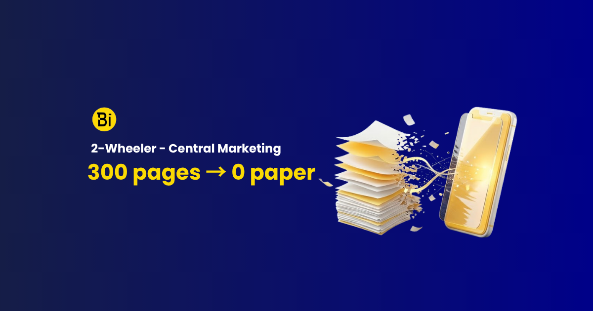 Brandintellé case study graphic: Hero MotoCorp's central marketing went from 300-page campaign files to zero paper.
